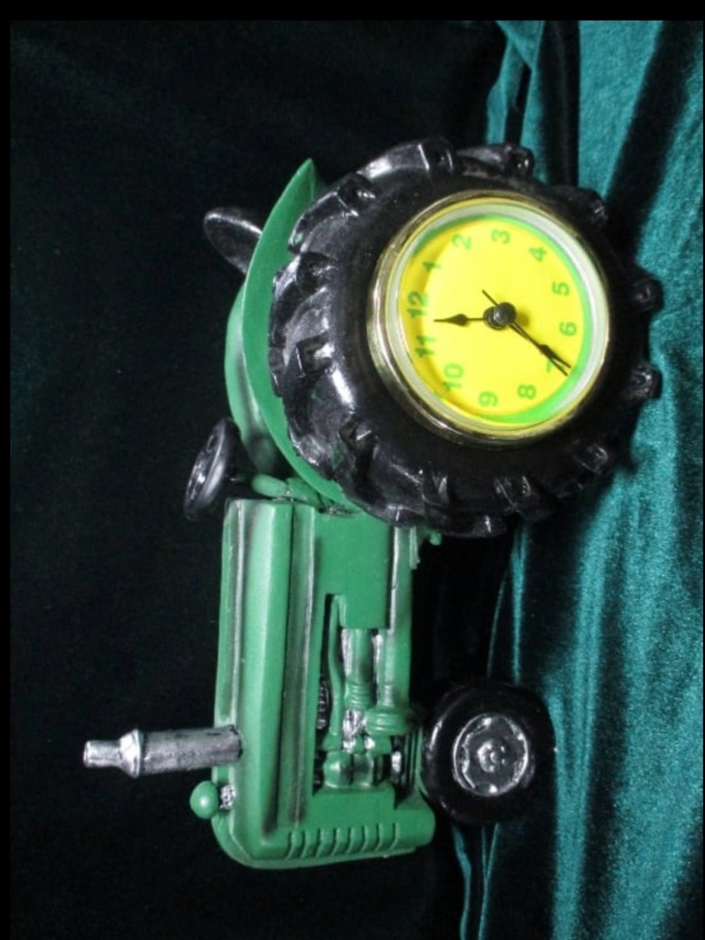 John Deere Green Tractor Clock Toy with Yellow Dial